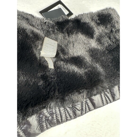 DKNY Quilted Puffer Faux Fur Lined Black Neck Warmer O/S NWT - Picture 11 of 13